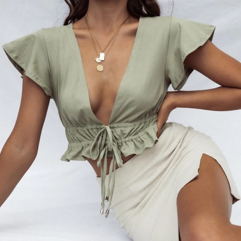 Princess Polly | Tie Front Crop Top - Picture 2 of 14